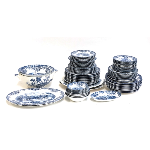 199 - A quantity of Johnson Bros coaching scenes blue and white ceramics, etc