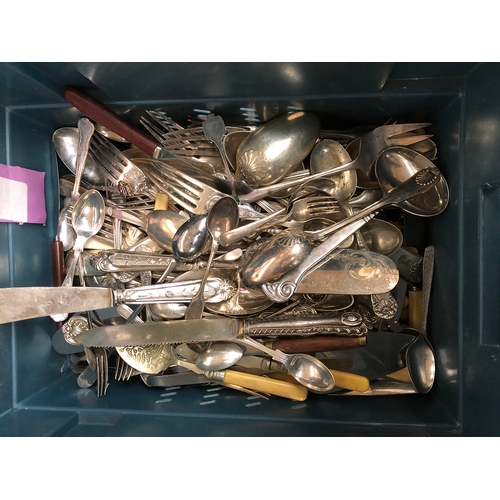 77 - A quantity of bone handled knives and plated flatware