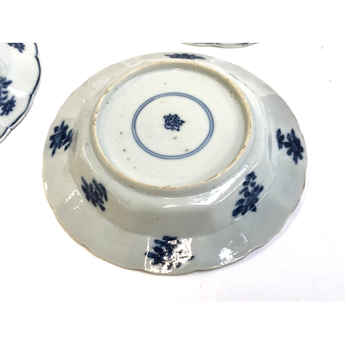 323 - A collection of six Chinese export blue and white Kraak saucers, each approx. 13cmD; together with s... 