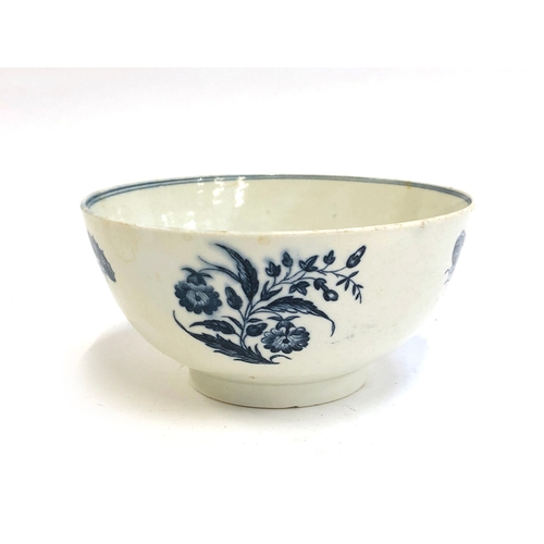 329 - An 18th century Worcester bowl, floral decoration, with crescent mark to base, 15.5cmD