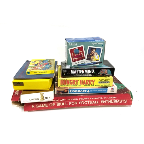 498 - A mixed lot of board games to include Chad Valley Soccer game together with Connect 4, chess set, Hu... 