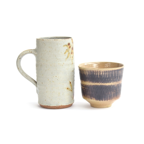 339 - Henry Hammond (1914-1989), studio pottery stoneware tankard with tree design, makers mark HH, 15cm h... 