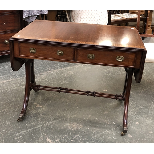 1134 - A 20th century mahogany and cross banded sofa table, AF, 94cmW