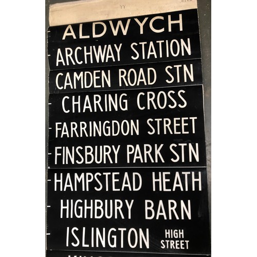 511 - London transport interest: a vintage London bus destination blind, c.1975, 10metres long, 91cm wide