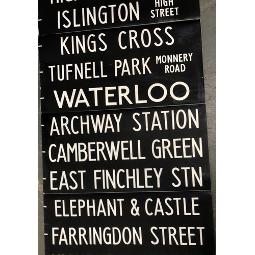 511 - London transport interest: a vintage London bus destination blind, c.1975, 10metres long, 91cm wide