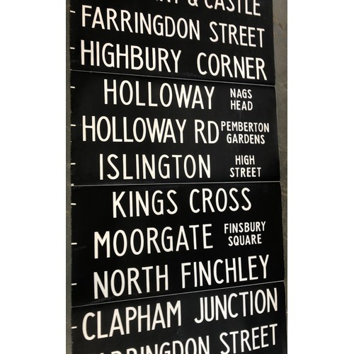 511 - London transport interest: a vintage London bus destination blind, c.1975, 10metres long, 91cm wide