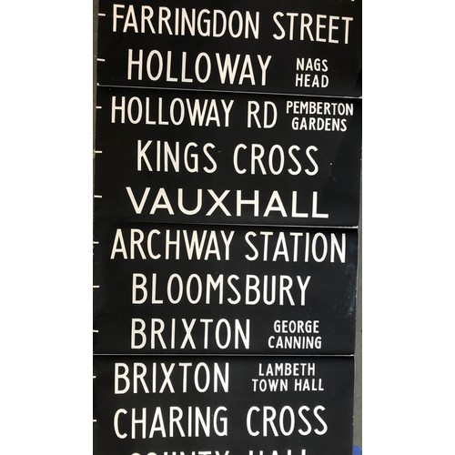 511 - London transport interest: a vintage London bus destination blind, c.1975, 10metres long, 91cm wide