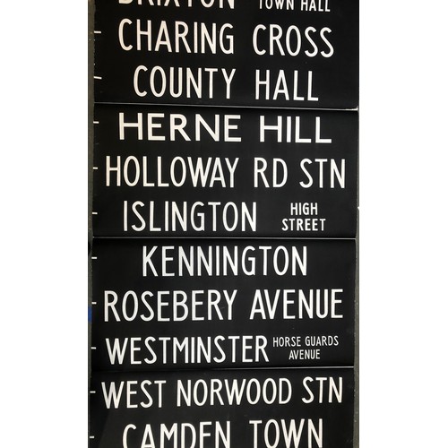 511 - London transport interest: a vintage London bus destination blind, c.1975, 10metres long, 91cm wide