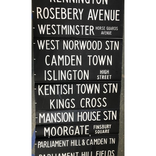 511 - London transport interest: a vintage London bus destination blind, c.1975, 10metres long, 91cm wide