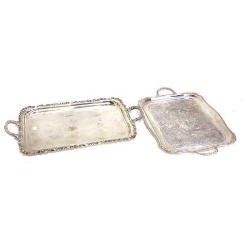 87 - Two silver plated twin handled trays, 61x56cm