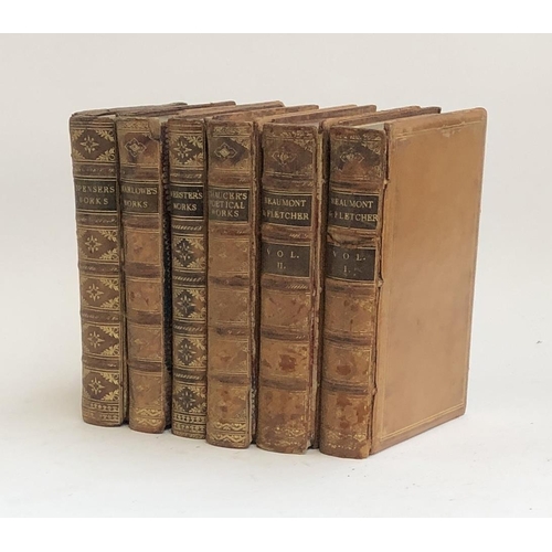 535 - BINDINGS: six uniform calf bindings from mid-19th C. 'Webster's Works' in one vol; 'Chaucer's Poetic... 