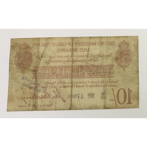 127 - A George V ten shillings treasury note, 1915, John Bradbury, C2 68 17806