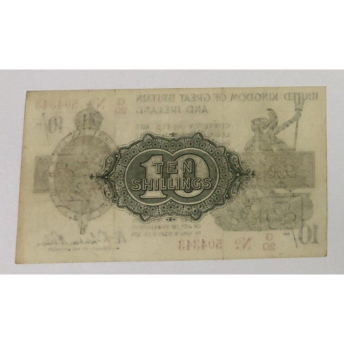 129 - A George V ten shillings treasury note, 1919, N F Warren Fisher, G20 504343