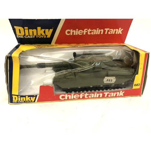 653 - A Dinky chieftain tank, 683, boxed