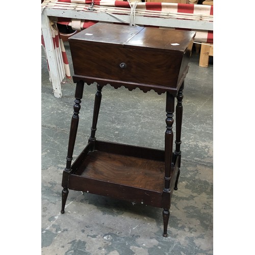 1143 - A late Victorian walnut veneer work table, 70cmH