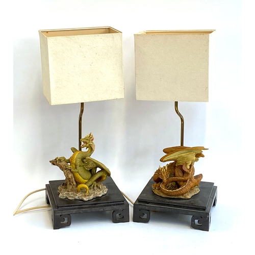 619 - ENCHANTICA CERAMICS: two large 'Enchantica' Dragons (1980s) professionally converted to table lamps.... 