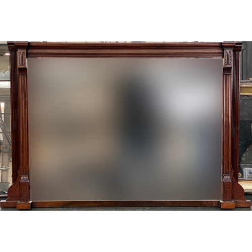 1332 - A mahogany overmantel mirror, 128x84cm