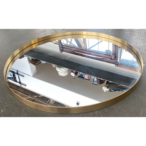 1337 - A large contemporary circular wall mirror, brushed metal effect frame, 100cmD, Kare designs