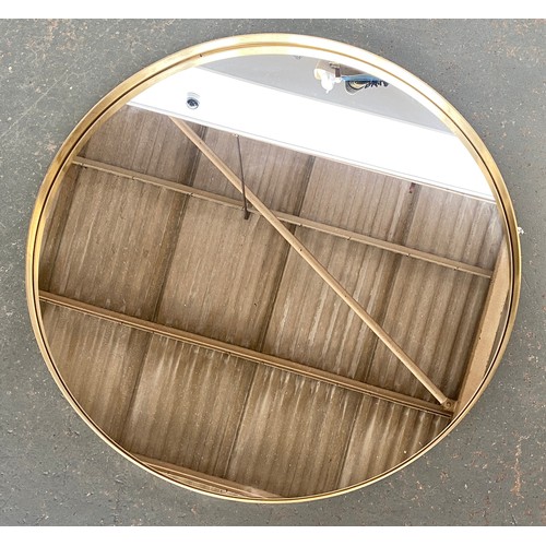 1337 - A large contemporary circular wall mirror, brushed metal effect frame, 100cmD, Kare designs