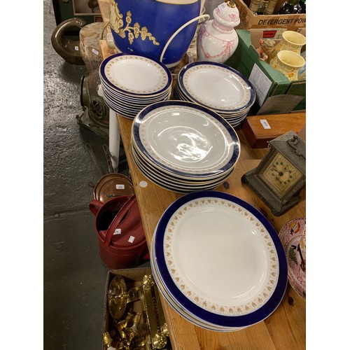 304 - Two large mixed boxes of ceramics, to include 19th century part dinner service with cobalt blue and ... 