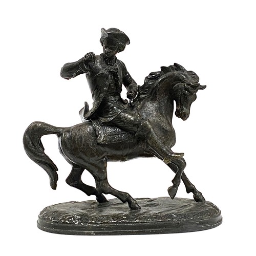 361 - After A Santini, a resin figure group depicting a Roman charioteer, 30cmL; together with a spelter f... 