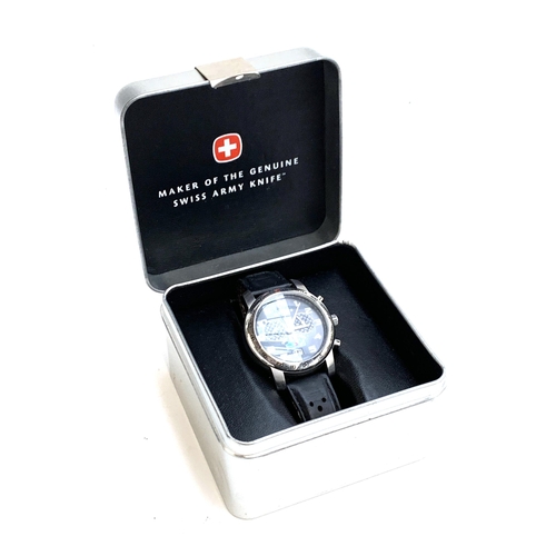 135 - A Wenger gents wristwatch, 50th Edition Rallye Alpes, on a black leather strap, in original box