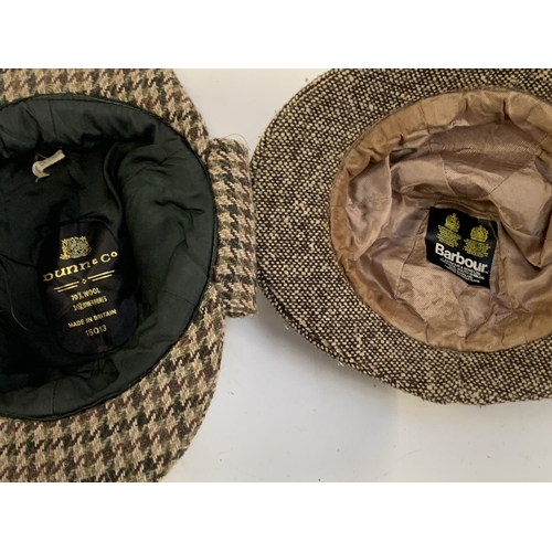 353 - A Barbour tweed hat; together with a Dunn & Co. tweed deerstalker, size 7 1/4