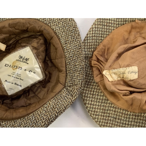 354 - A Dunn & Co. Harris tweed hat, size 6 7/8; together with a tweed hat 'made expressly for Craig Dhu T... 