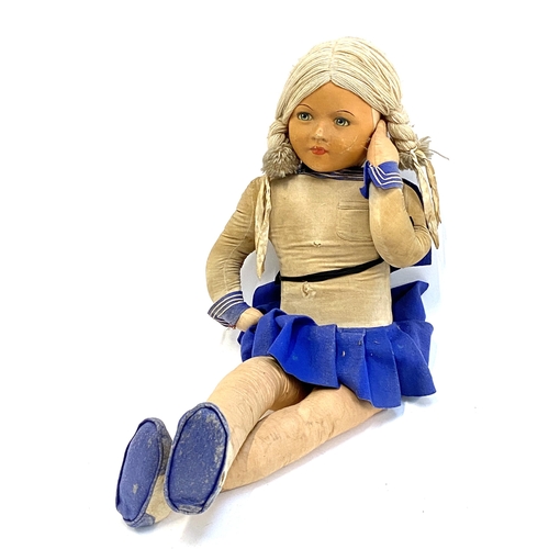 356 - A large vintage cloth doll in uniform, 95cmL