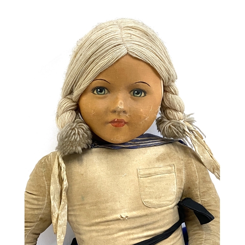 356 - A large vintage cloth doll in uniform, 95cmL