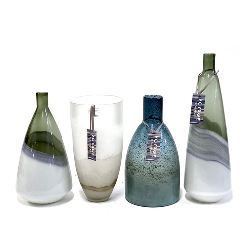 383 - Interior design interest: A lot of four Voyage 'Elemental' large glass vases, each new in box, 37cmH... 