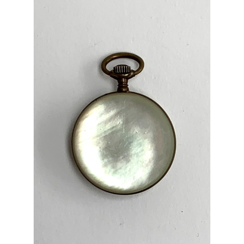 141 - A Swiss c1900 mother of pearl pocket watch, the face approx. 2cmD