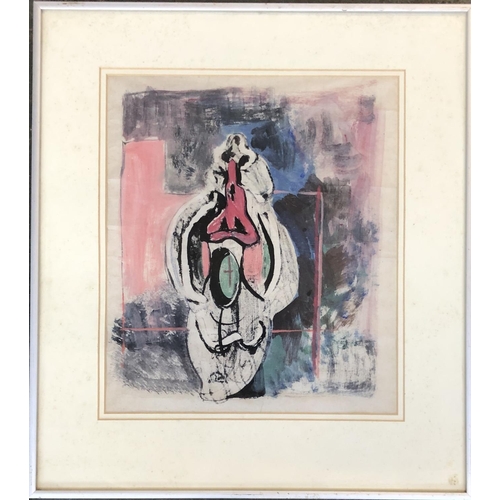 877 - Julius B. Stafford-Baker (1904-1988), abstract form in pink, mixed media, 36x31cm