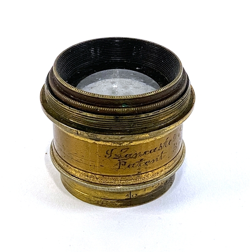 287 - A 19th century brass camera lens by J Lancaster & Sons, Birmingham, 3.8cmD 4.5cmH