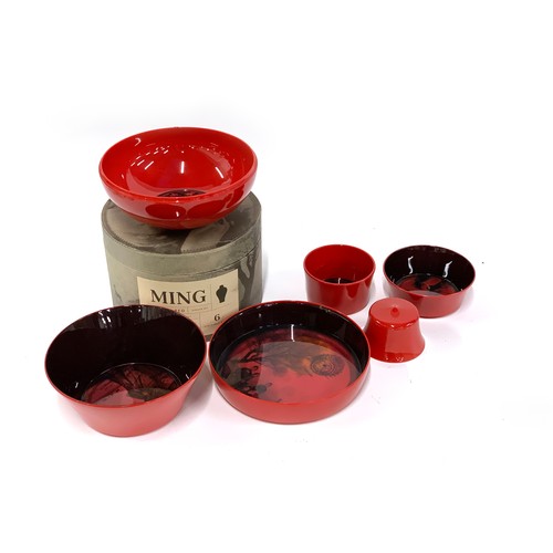 388 - Interior design interest: An ibride Ming 'Chinese Red' Faux-Semblants collection stacking melamine d... 