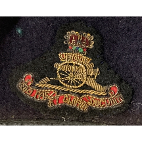 395 - Royal Artillery interest: a number of caps and berets; together with a Moss Bros grey top hat