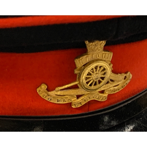 395 - Royal Artillery interest: a number of caps and berets; together with a Moss Bros grey top hat