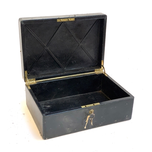 425 - A Victorian leather safety box, embossed 'Donald Robertson', with Bramah lock fitting and key, 38.5c... 