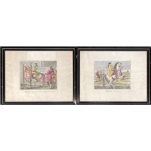 872 - After Denis Diderot (1713-1784), a pair of colour engravings 'Manege', the plates II and VIII, each ... 