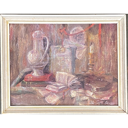 880 - Still life, oil on board, signed Thomas Garrett and dated 1890, 29x39cm