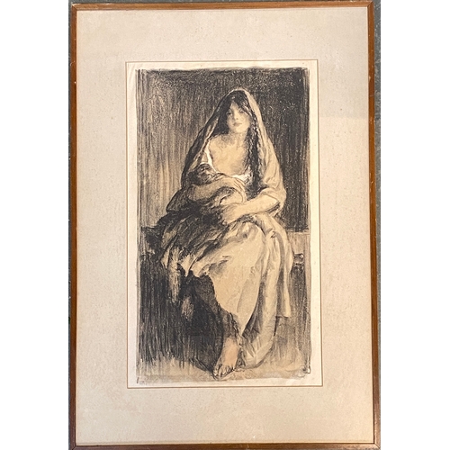 894 - An early 20th century engraving of mother and child, signed indistinctly and numbered 20/24, 50x28cm