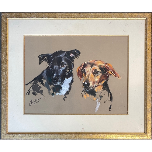 898 - Oliver Ellwood, 'Milly & Mable', gouache study of two dogs, signed and dated '01, 38x50cm