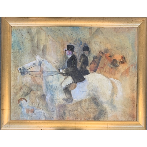 905 - Wendy Smith, 'The Meet', 20th century oil on canvas inspired by the hunt meeting on the village gree... 