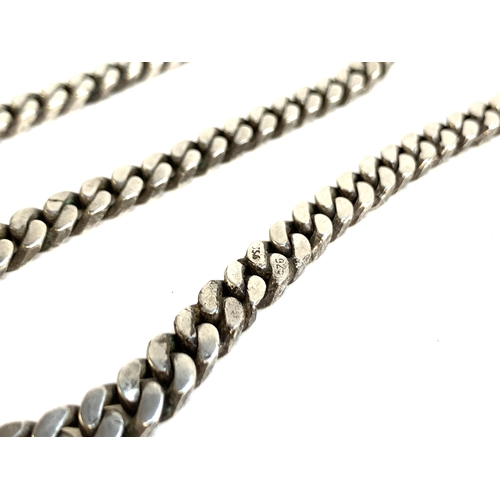 13 - A heavy 925 silver flat curb link chain, 33cmL, 100g