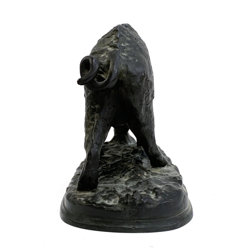 490 - After Pierre-Jules Mene (French, 1810-1894), a patinated bronze sculpture of a wild boar, 35cm long,... 