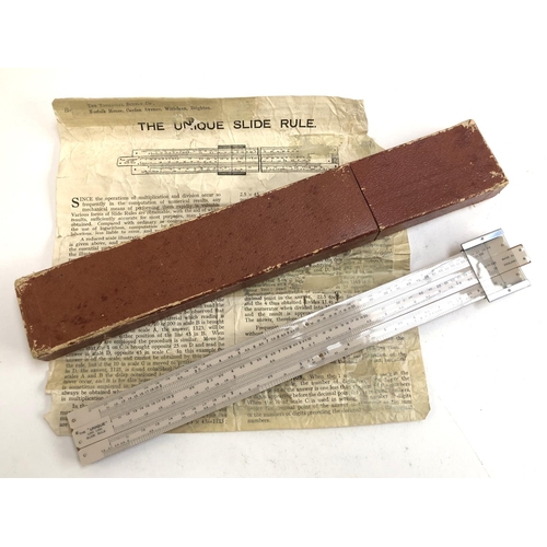 576 - The 'Unique' log log slide rule, in original box with instructions