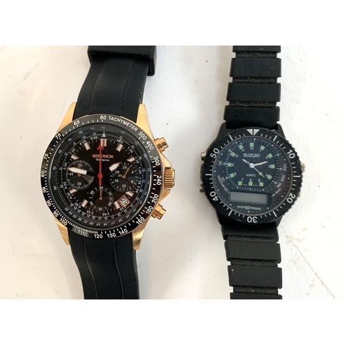 149 - Two mens watches with rubber straps comprising a Sekonda 100 meters and Suzuki digital watch