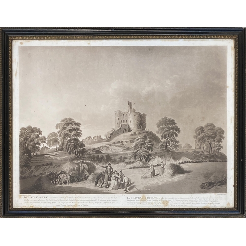 929 - Francis Jukes after R. Paddy, 'Dudley Castle/Le Chateau de Dudley', 18th century mezzotint c.1793, 4... 