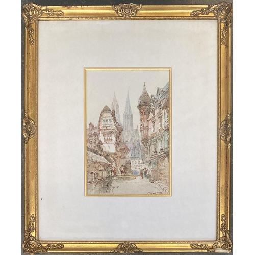 930 - Paul Marny (1829-1914), 'Vitre Brittany', watercolour on paper, signed indistinctly lower right, 31x... 