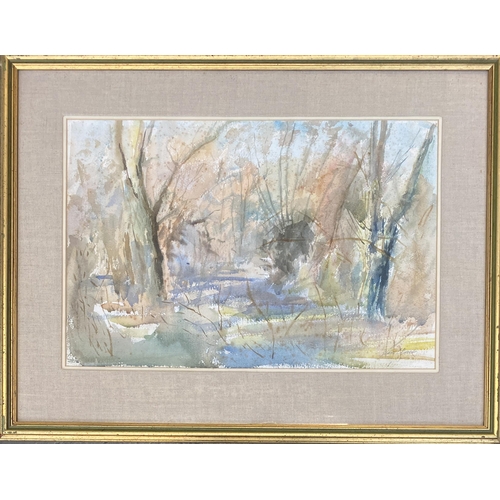 932 - Jean Clark RWS (1902-1999), 20th century watercolour of a coppice, 36x55cm